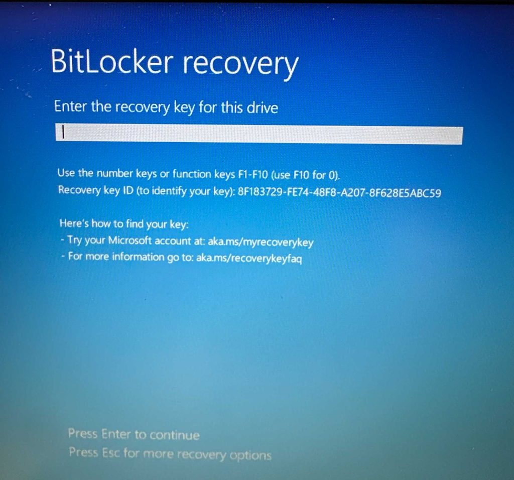 Bitlocker screen